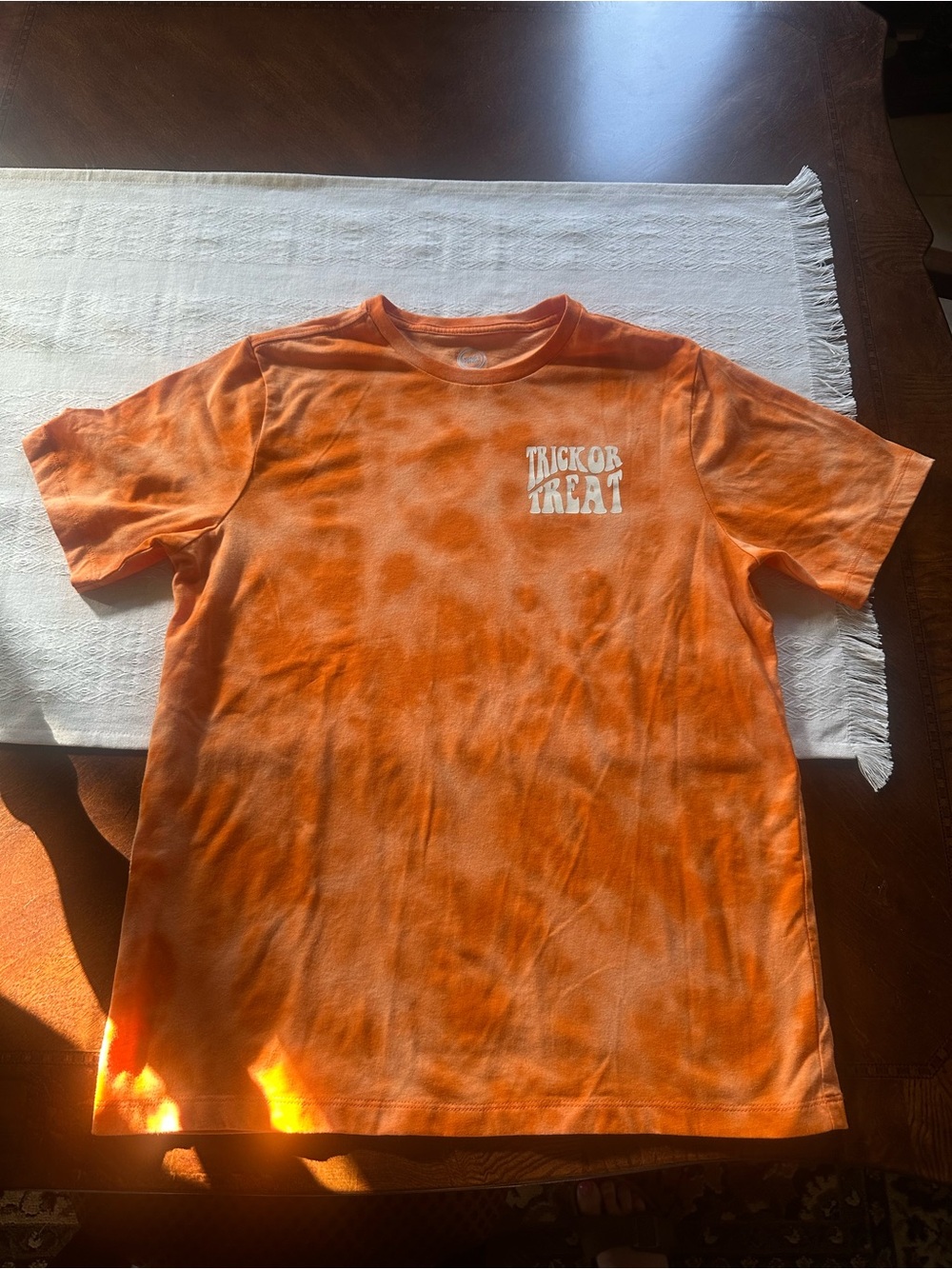 Trick or Treat Orange Tie-Dye Crewneck T‑Shirt